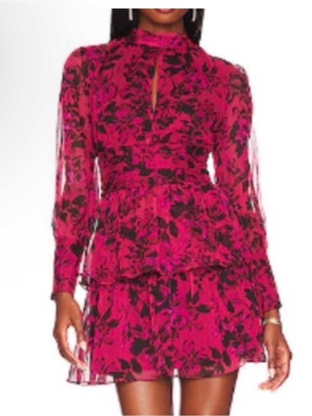 Amanda Uprichard Samira
Dress, Floral Long-Sleeve Ruffle Mini Dress